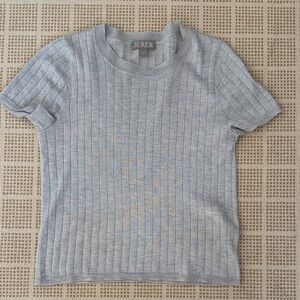J. Crew Gray Ribbed Short Sleeve Sweater